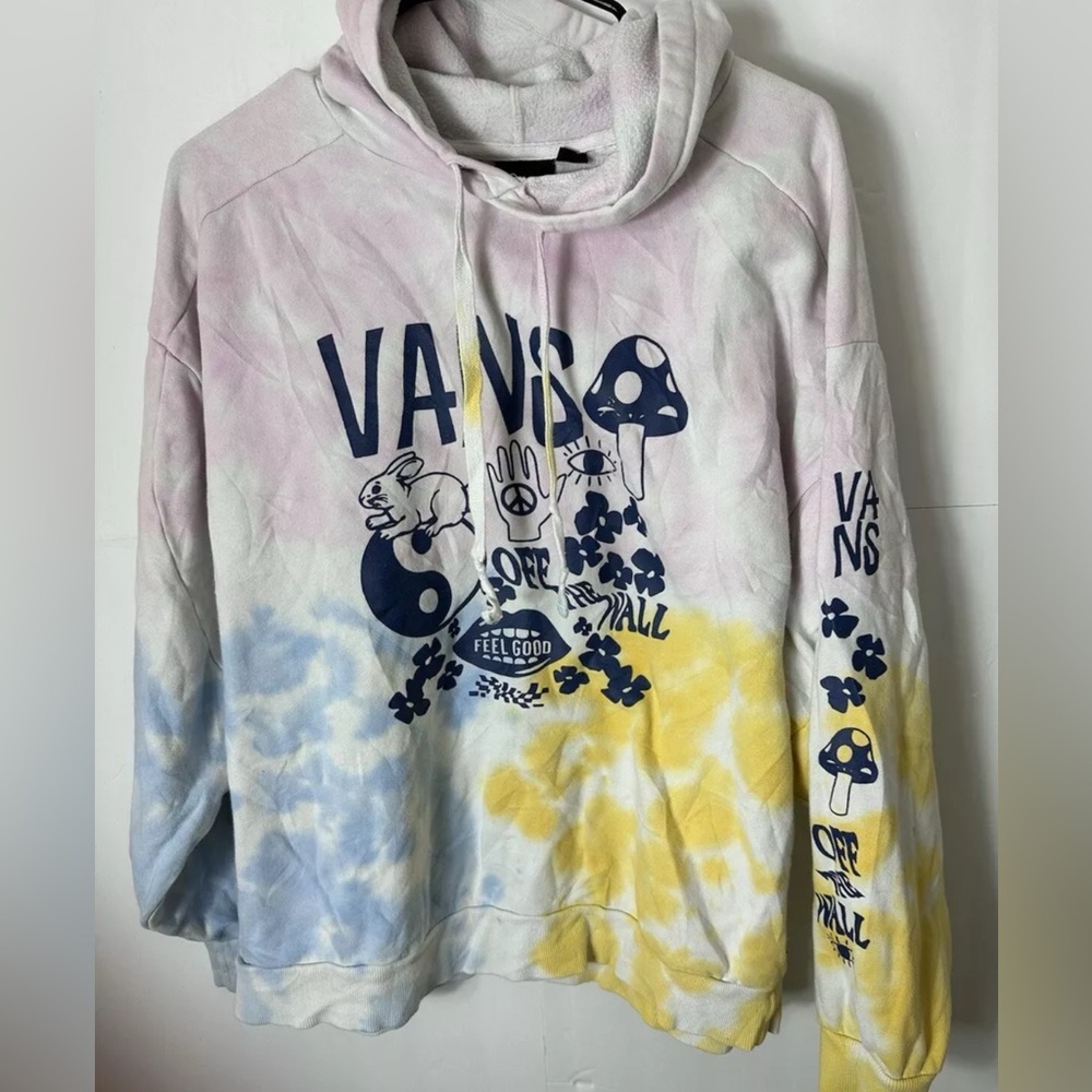 VANS Off The Wall Graphic Hoodie Small Tie Dye Pullover Multicolor Floral